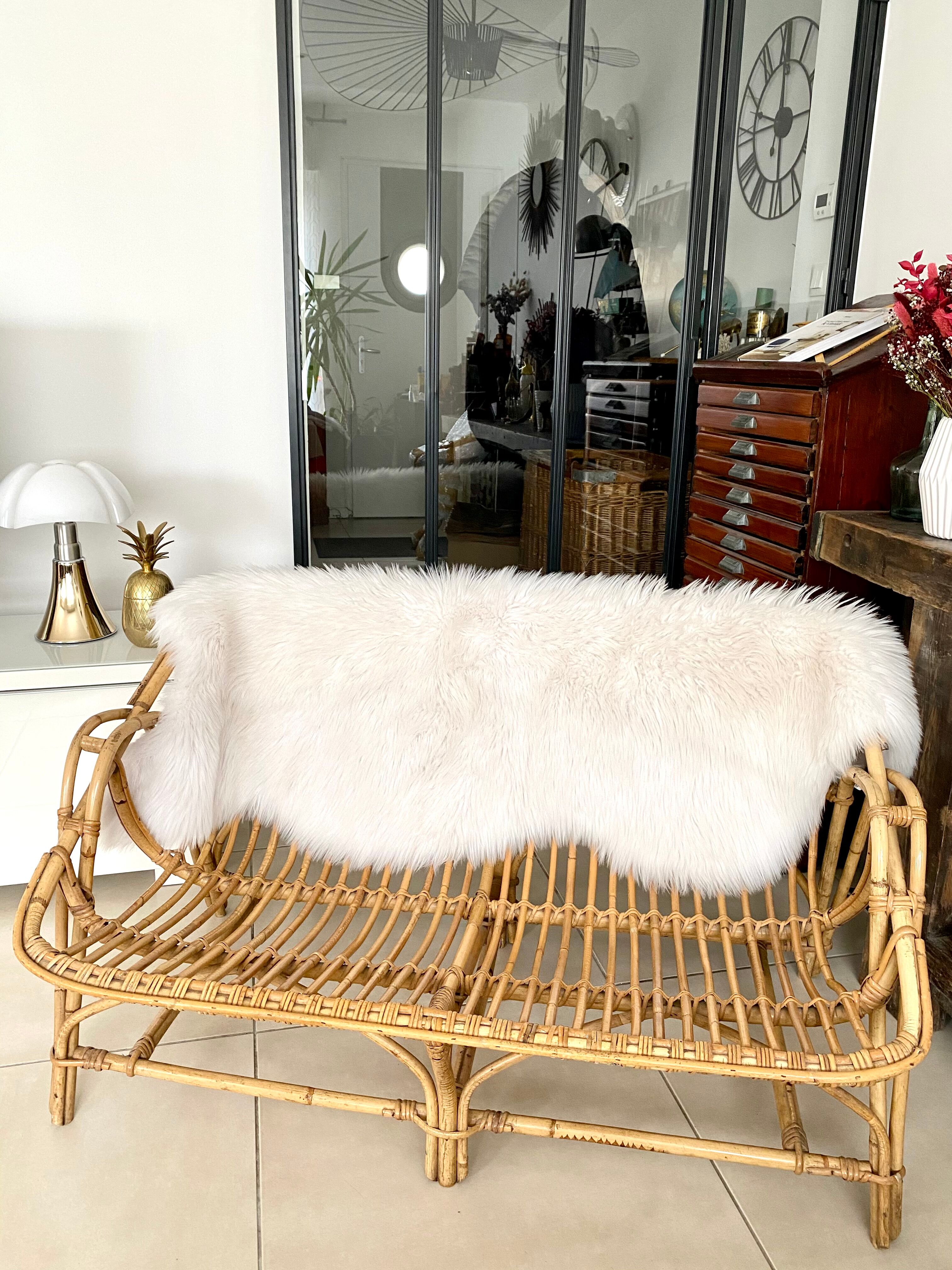 Vintage rattan bench sofa
