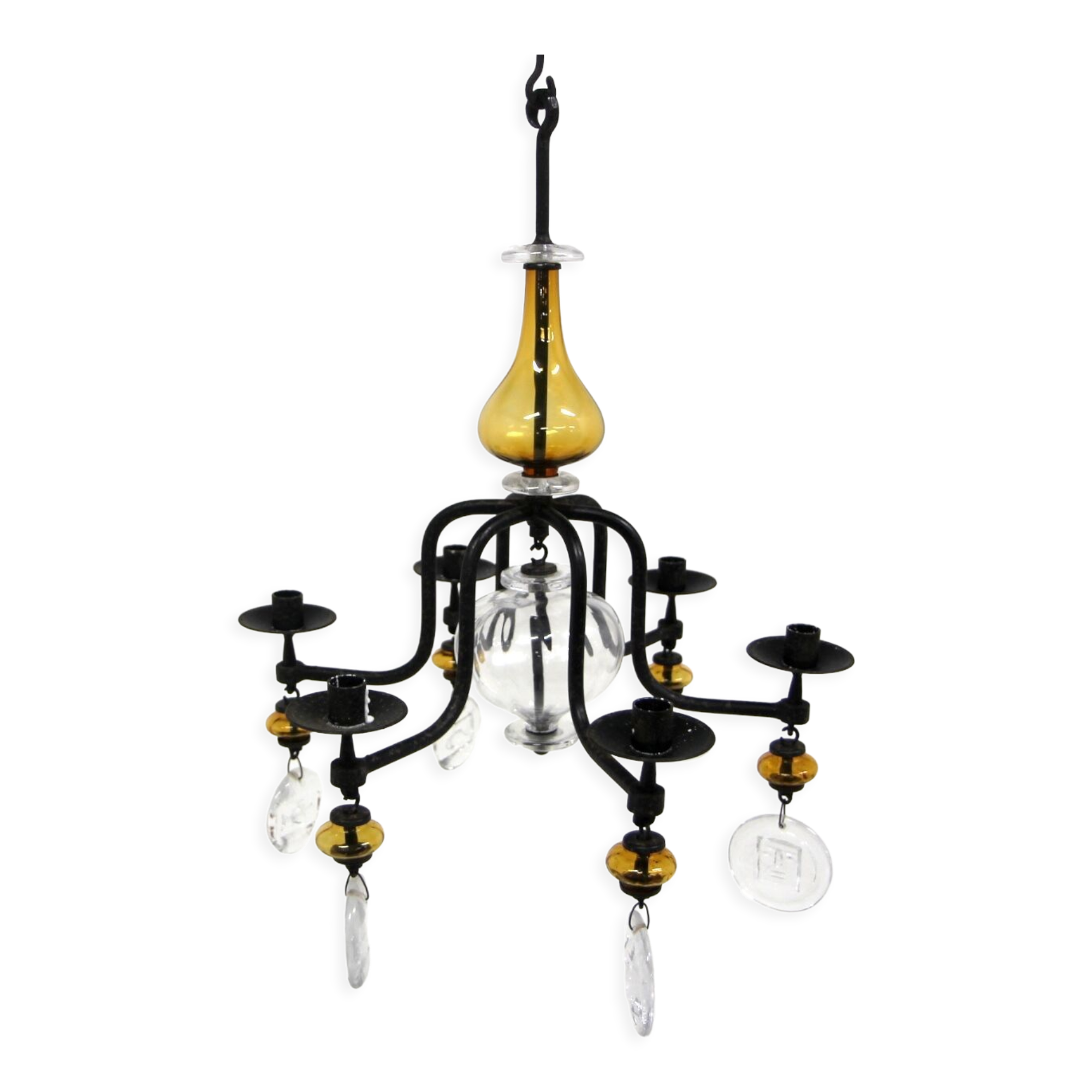 Glass chandelier, Erik Höglund, For Boda Glasbruk & Smide, Sweden, 1970