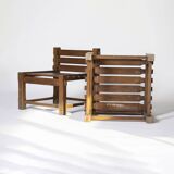 Set of 2 unique brutalist chairs from 'Elana' Bydgoszcz, Poland, 1970s