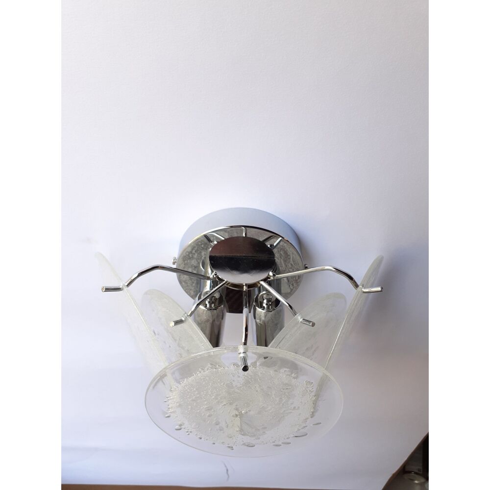 Transparent and pulegoso “disks” murano glass wall sconce