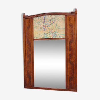 Miroir art deco trumeau en noyer 161x110cm