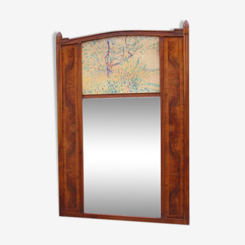 Great mirror art deco, trumeau walnut 161x110cm