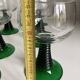 6 Vintage Green Wavy Stemmed Glasses