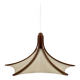 Teak and linen umbrella pendant by Domus, 1970s