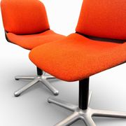 4 chaises, fauteuils vintage modèle 231/5 en tissu orange par Wilkhahn