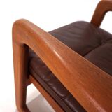 EMC teak leather armchair, 1960