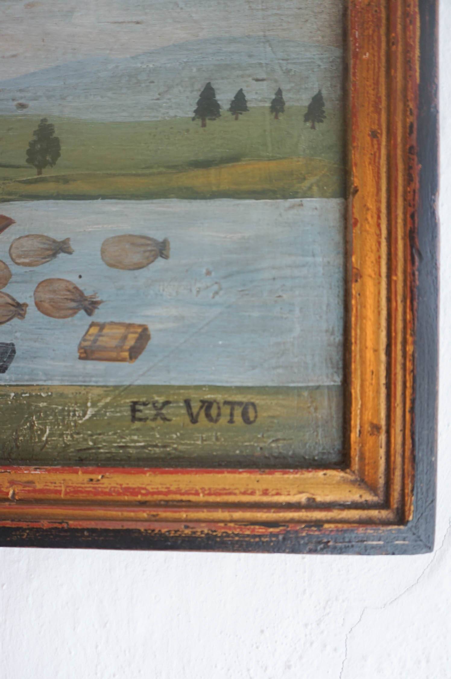 Ex Voto Vierge à l'enfant huile sur bois dans cadre