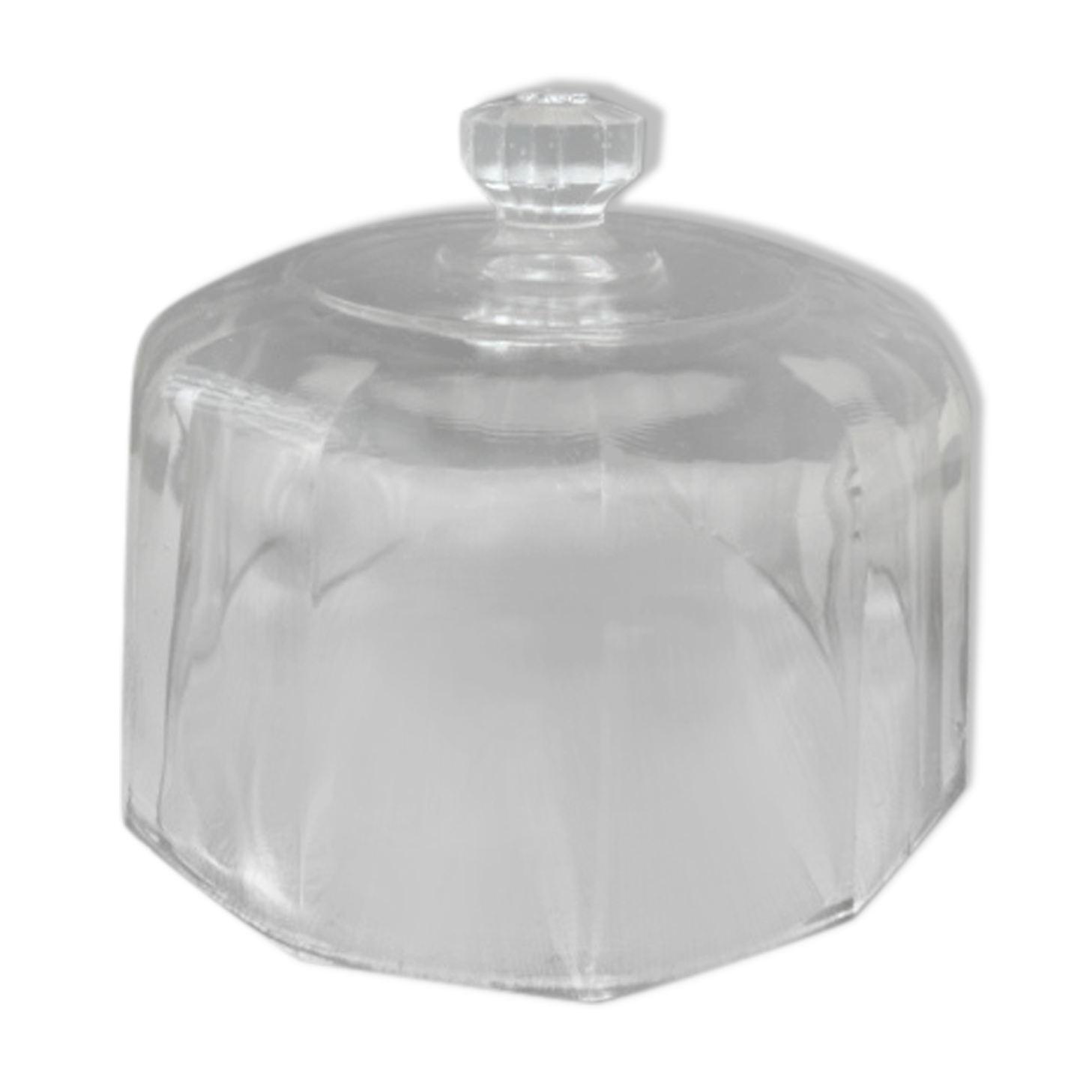 Old cheese bell with flat ribs in molded pressed glass