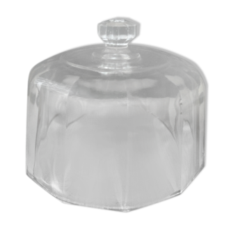 Old cheese bell with flat ribs in molded pressed glass