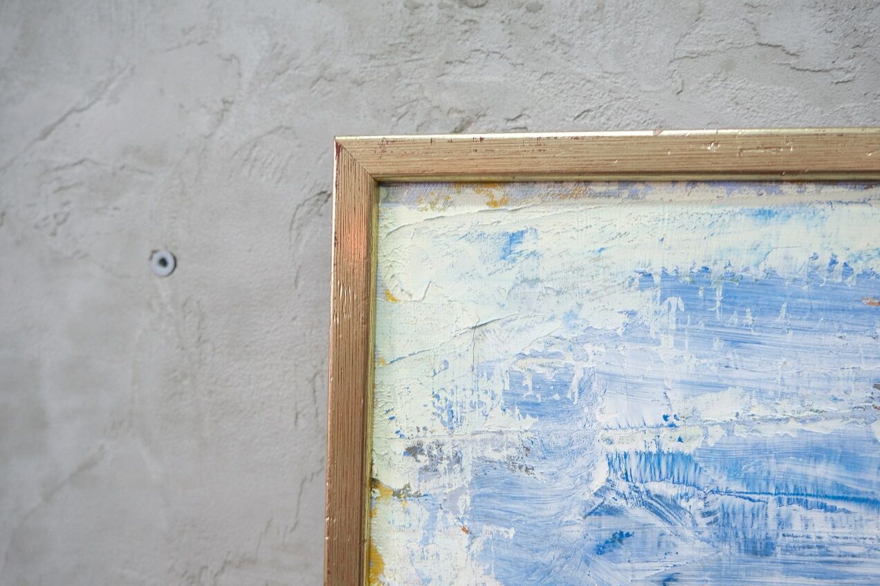 Scandinavian modern painting, signed,  1990s, oil on canvas, framed