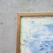 Scandinavian modern painting, signed,  1990s, oil on canvas, framed