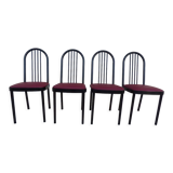 4 chaises métal avec assises en simili cuir bordeaux de marque souvignet