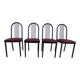 4 metal chairs with burgundy imitation leather seats from the Souvignet brand