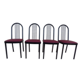 4 chaises métal avec assises en simili cuir bordeaux de marque souvignet