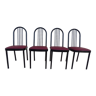 4 chaises métal avec assises en simili cuir bordeaux de marque souvignet