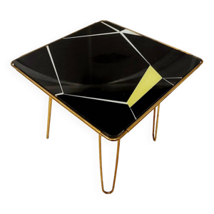 Table basse en laiton - verre