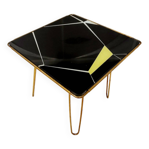 Table basse en laiton et verre
