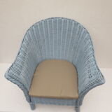Child Wood brand rattan and wicker armchair in periwinkle blue