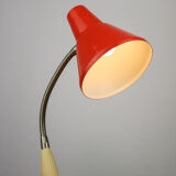Adjustable Desk Lamp in Orange Painted Metal and Chrome-Plated Spiral Arm, 1970s