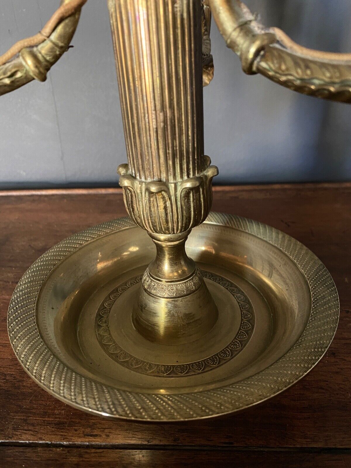 Lamp bouillotte bronze lampshade in sheet style empire mid-twentieth