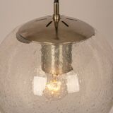 Small Limburg chrome pendant light with transparent glass ball, Germany, 1970s.