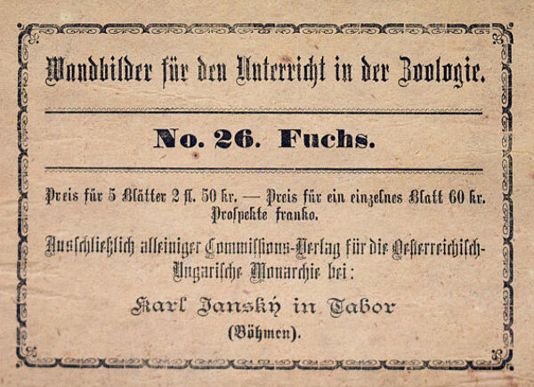 Affiche ''fox''  lithographie Karl Jansky Böhmen 1897