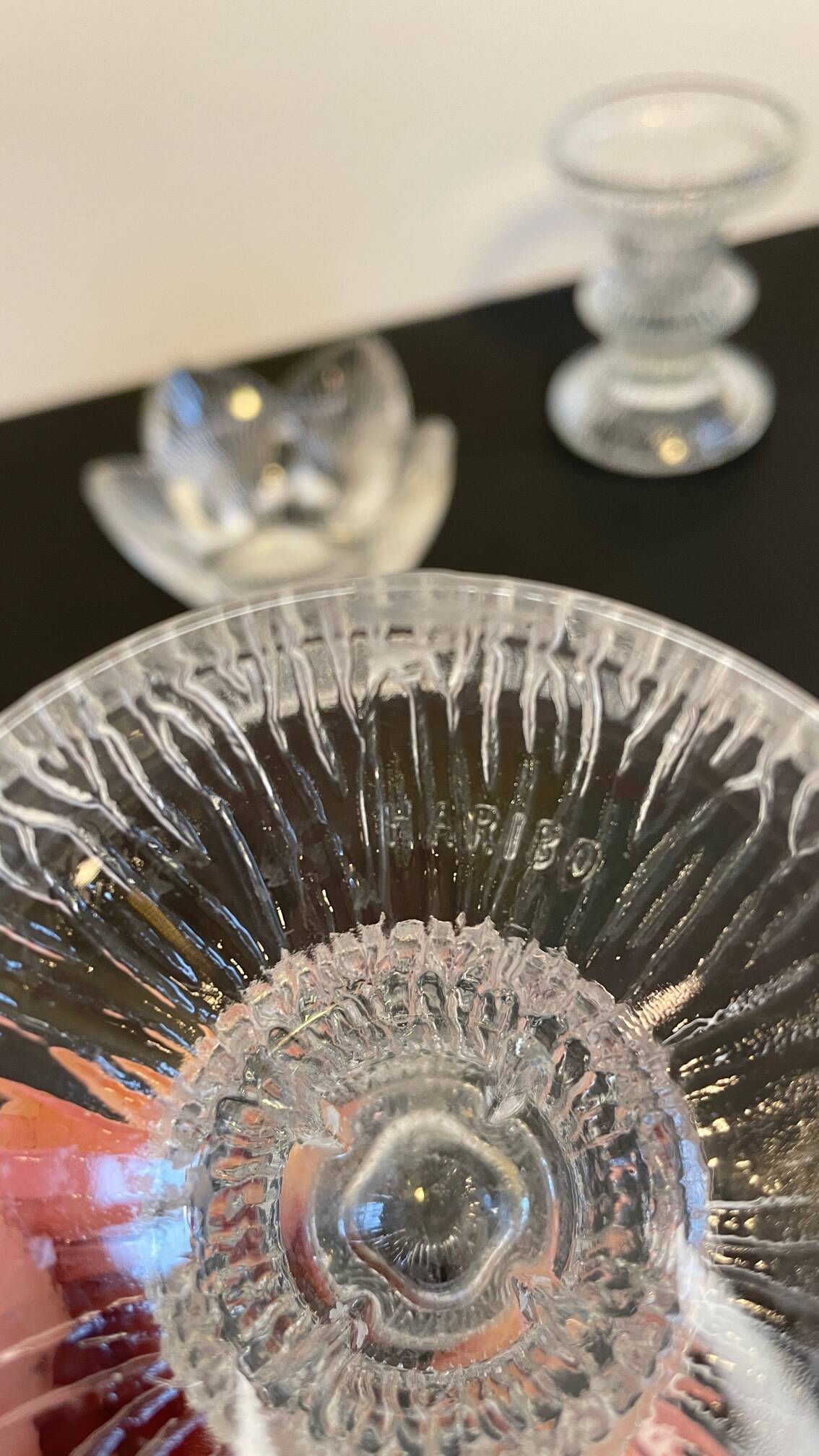 Vintage-style crystal candlesticks in the style of LITTLA