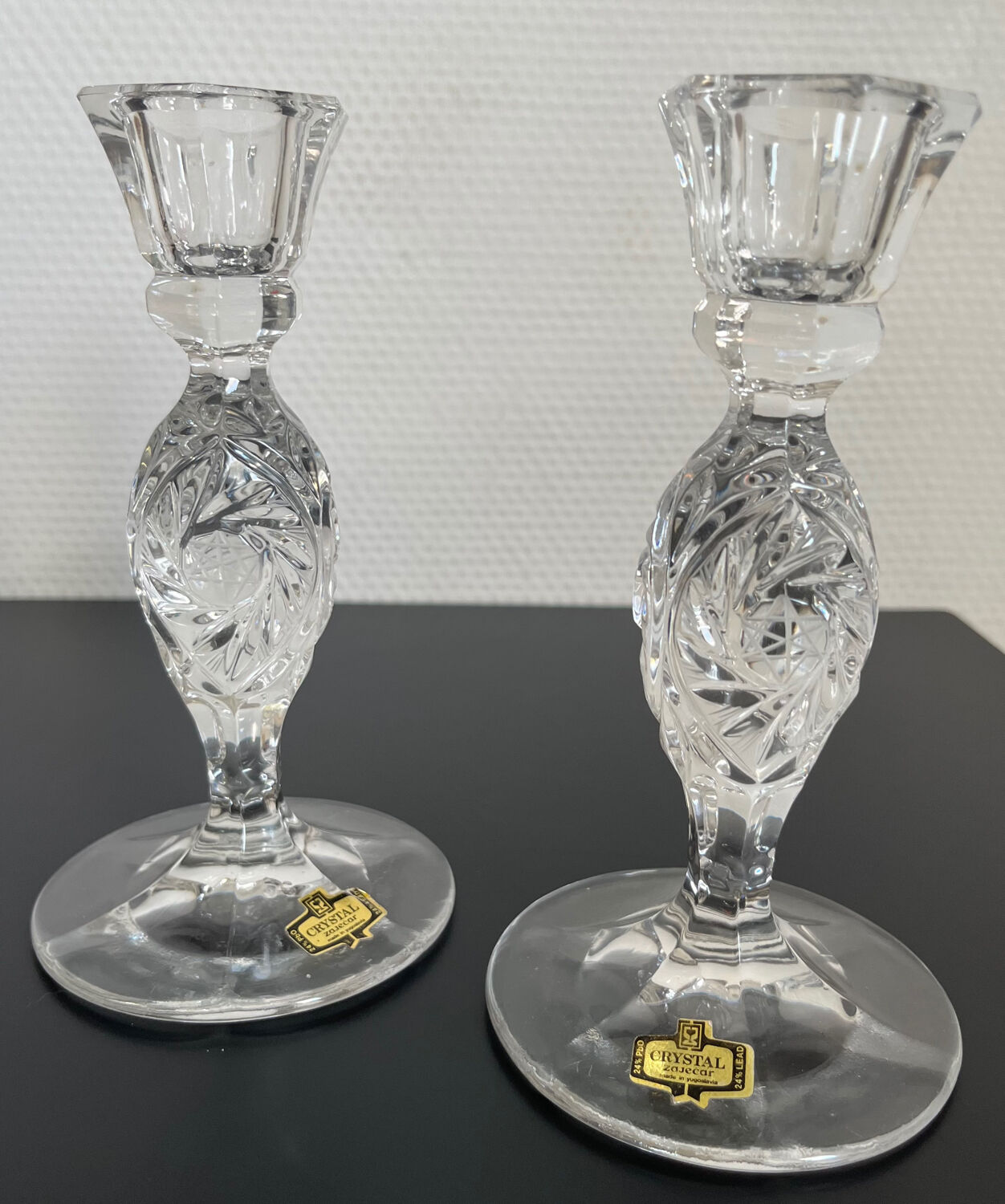 Pair of crystal candlesticks