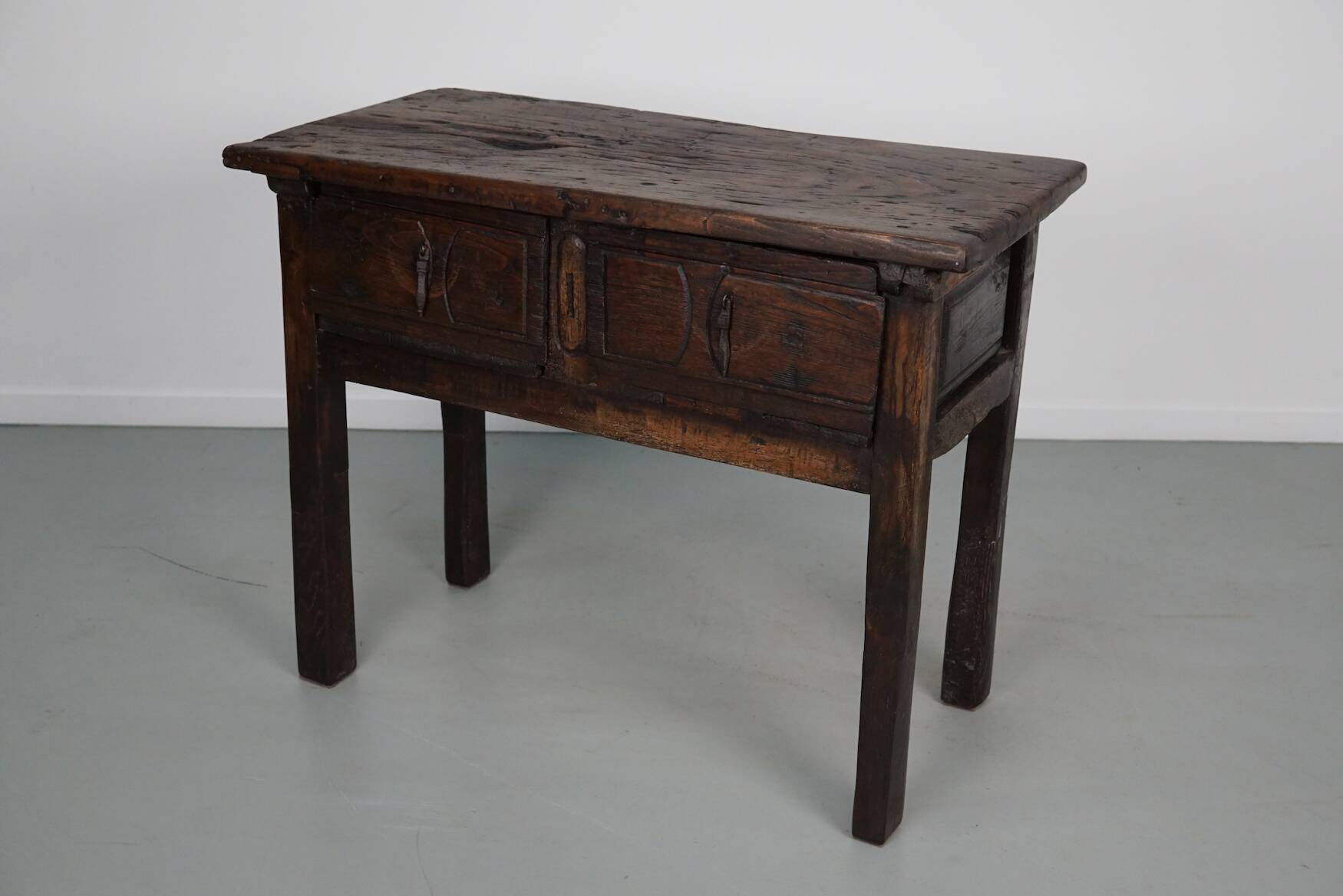 Antique Spanish Rustic Farmhouse Chestnut Side Table / Console, 18th Century