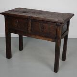 Antique Spanish Rustic Farmhouse Chestnut Side Table / Console, 18th Century