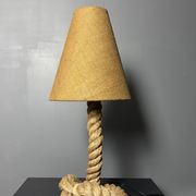 Midcentury French brutalist rope table lamp in the style of Audoux & Minet