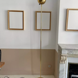 Vintage modernist floor lamp Saint Germain Lumière, brass, France 1980