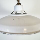 Industrial White Enamel Factory Pendant Lamp, 1960s