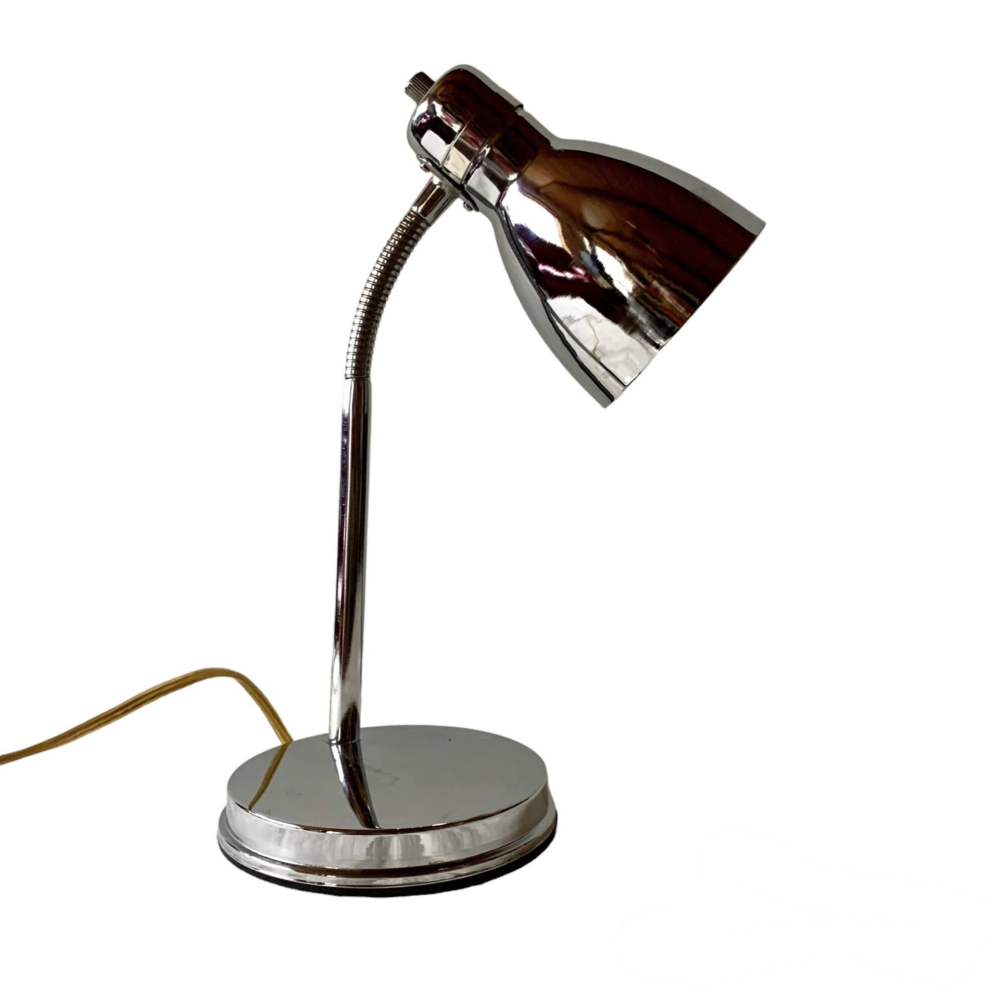 Massive vintage side lamp in chromed metal