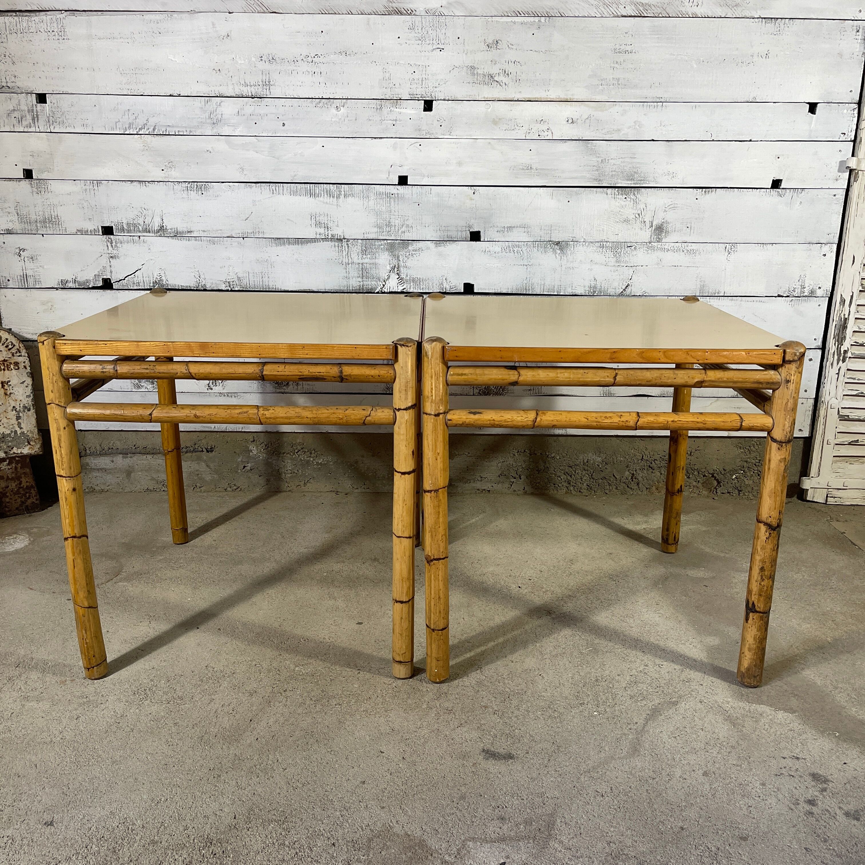 Pair of bamboo dining table with formica top
