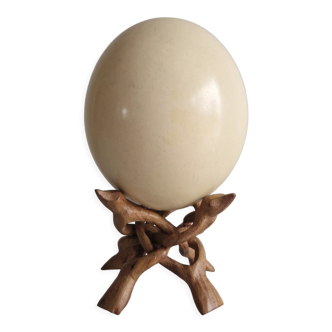 Ostrich egg on its exotic wooden support