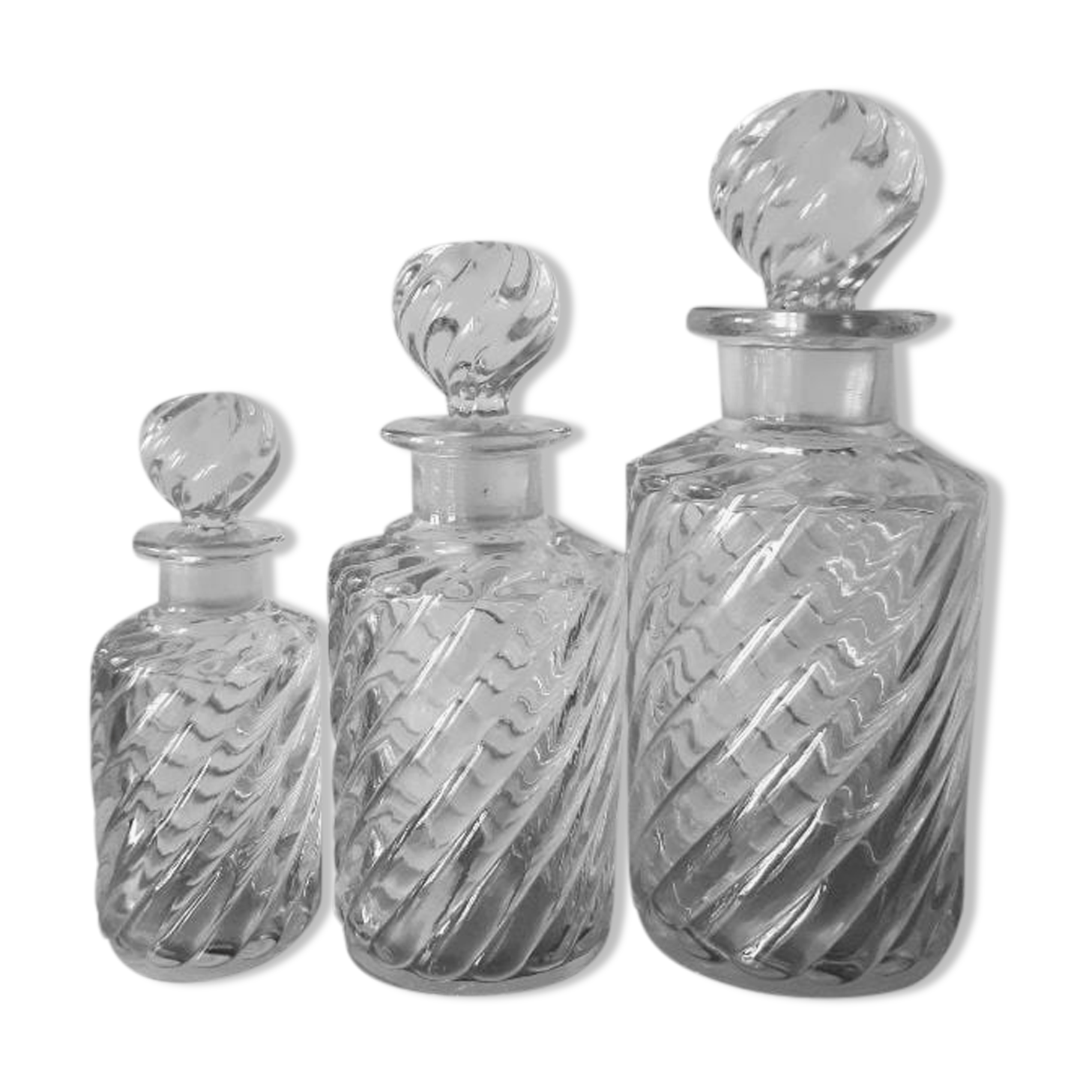 Trio de flacons cristal Baccarat modèle Bambou , vers 1910