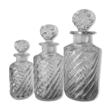 Trio of Baccarat crystal bottles bamboo model, circa 1910