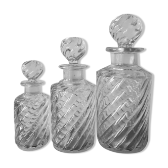 Trio de flacons cristal Baccarat modèle Bambou , vers 1910