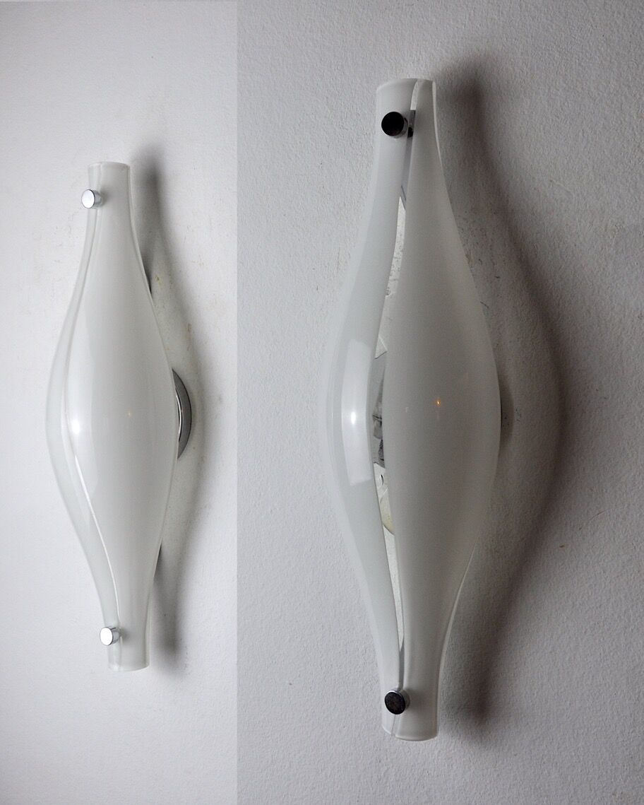 Pair of Cat's Eye wall lamps by Murano Mazzega, blown glass, Italy, 1960