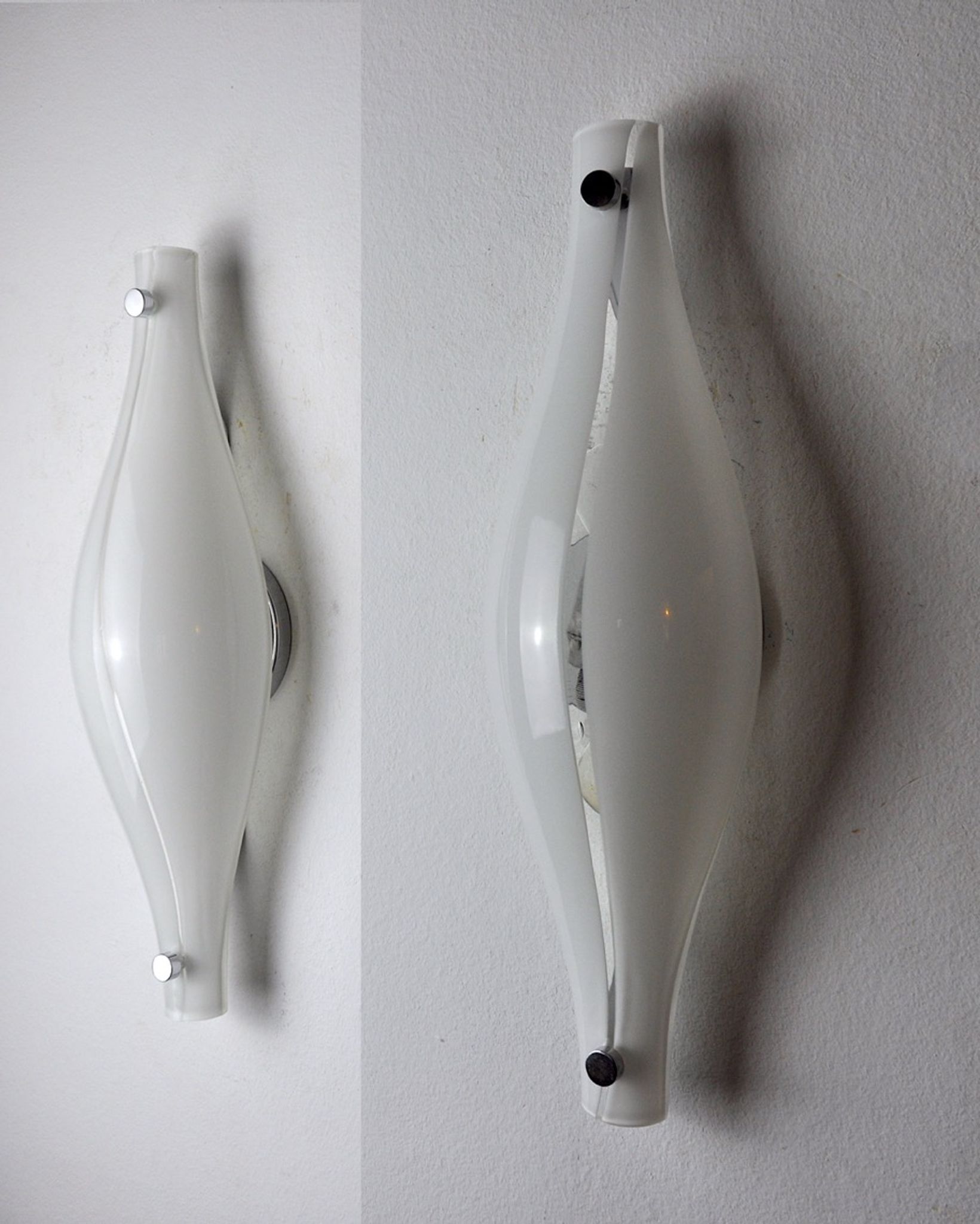 Pair of Cat's Eye wall lamps by Murano Mazzega, blown glass, Italy, 1960