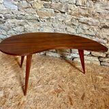 Kidney-shaped coffee table in mahogany, 1950s design