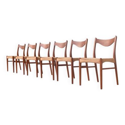 Ensemble de six chaises de salle à manger en teck, Arne Wahl Iversen, Glyngore, Danemark, 1960