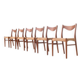 Arne Wahl Iversen set of six dining chairs in teak Glyngore Denmark 1960