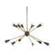 Lampadario Sputnik con 10 punti luce – Ottone e coni nero opaco, Italia, an
