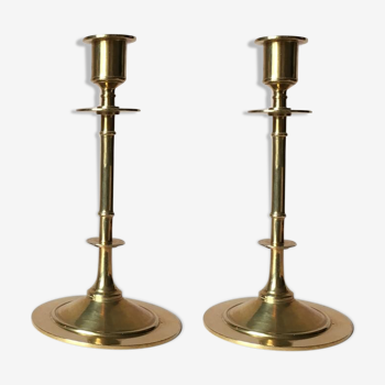 Bougeoirs en laiton vintage de Grillby Metallfabrik, lot de 2