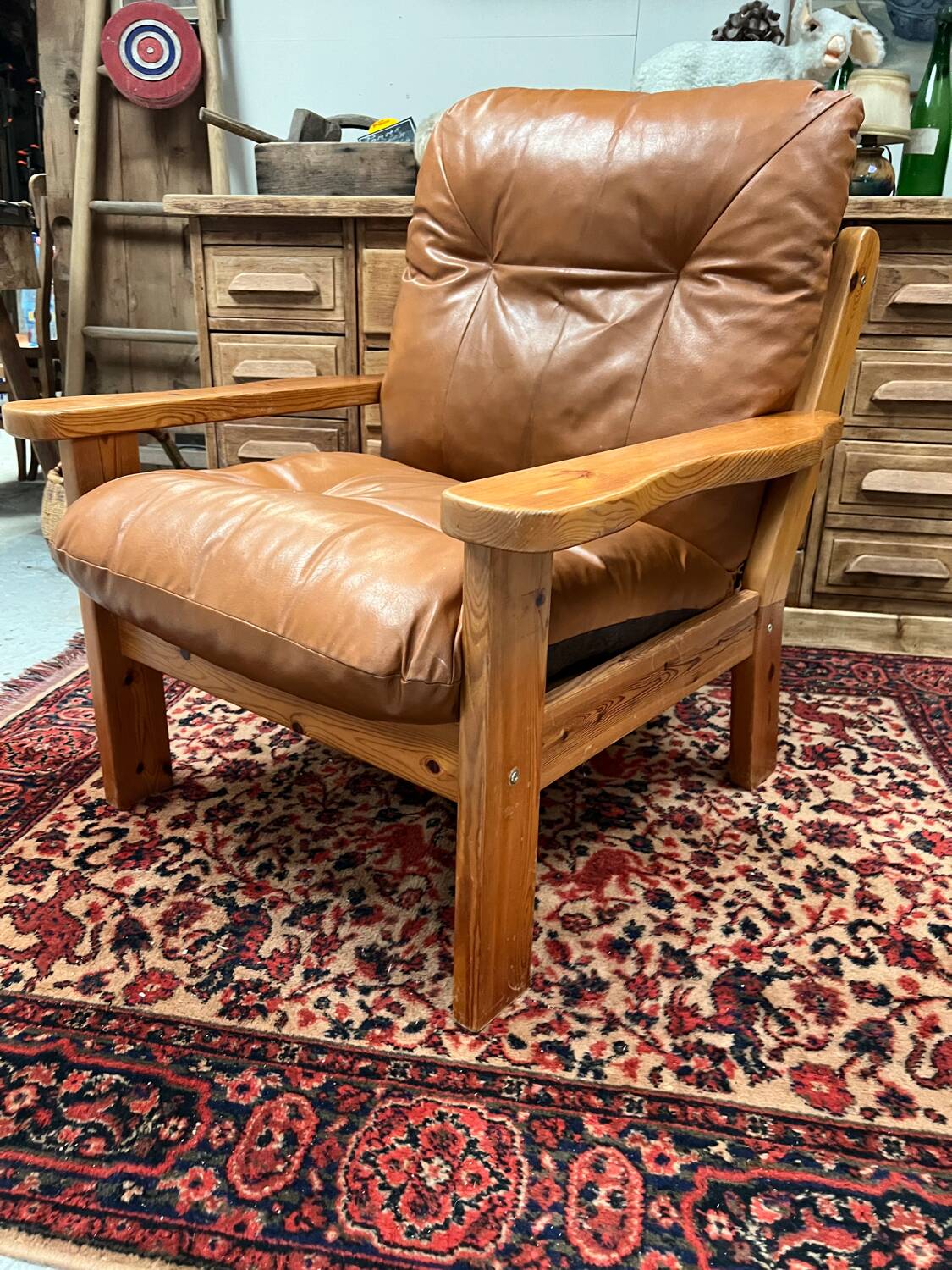 Pine armchair from the 1970s chalet