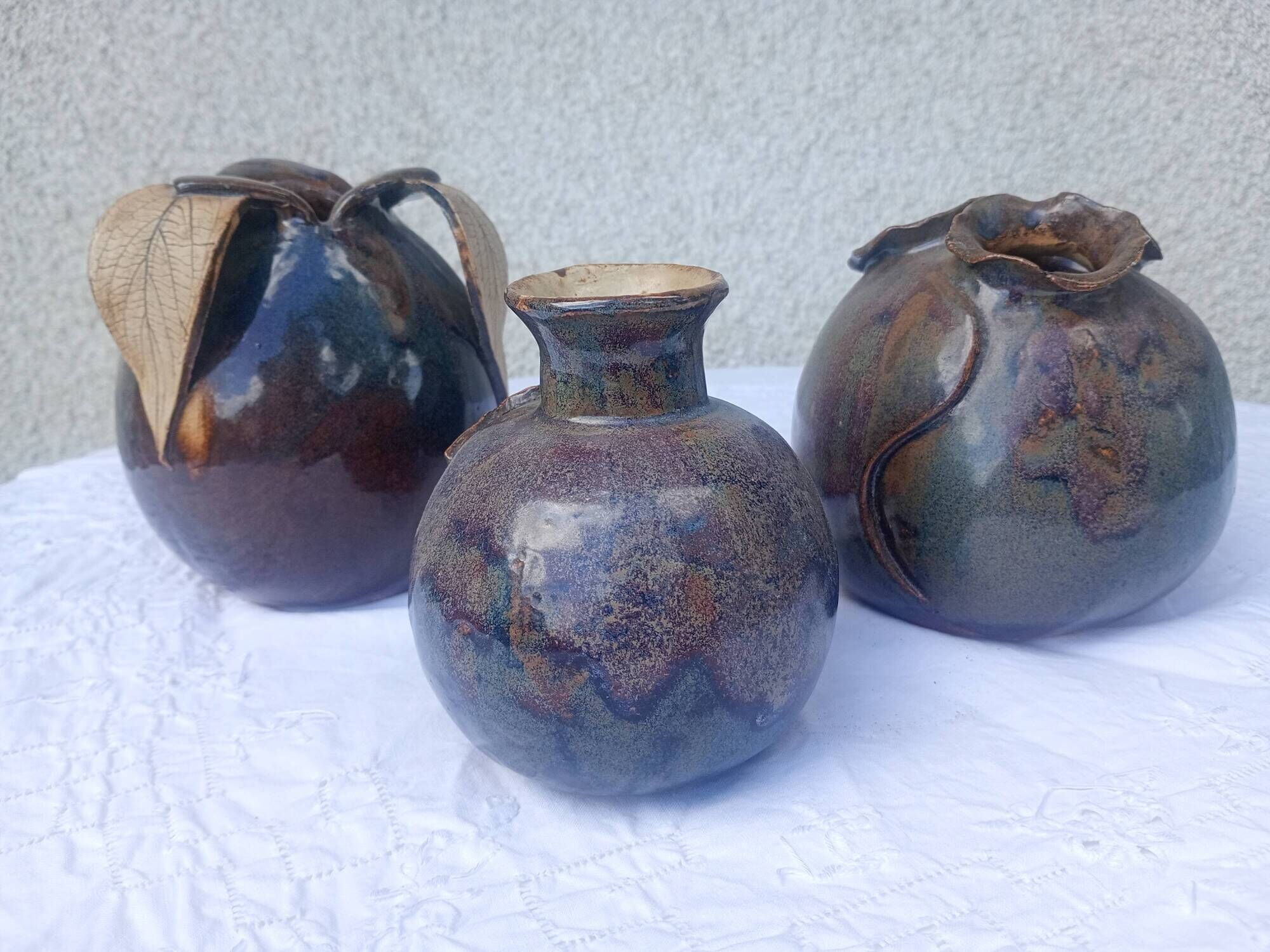 Atelier Freiling 3x round vase for small bouquet in stoneware Autumn ambiance
