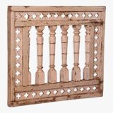 Old Burmese teak railing panel with original ecru patina