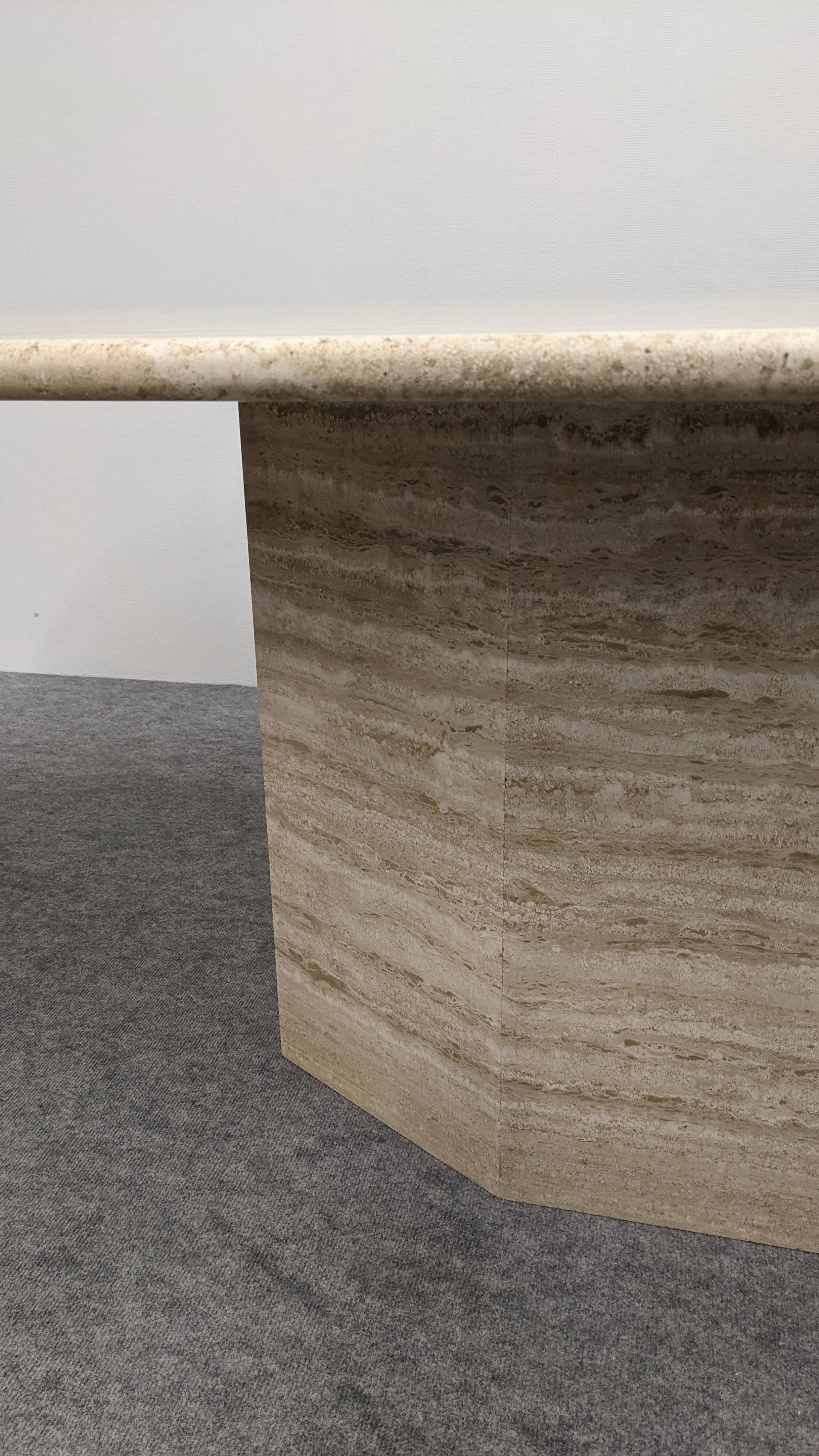 XL dining table in travertine, Italy circa 1970